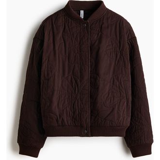 H&M Quilted Bomber Jacket in Dark Brown at Nordstrom, Size Xx-Large