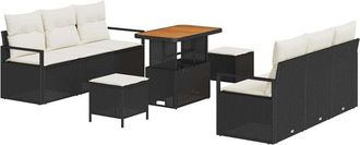 vidaXL Garden Sofa Set with Storage 9 pcs Black Poly rattan Vidaxl