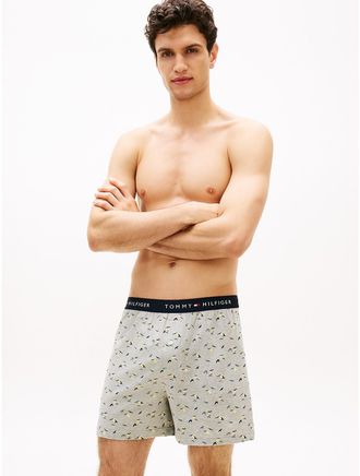 Tommy Hilfiger Mens Printed Knit Boxer - Open Grey - XL