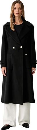 Fracomina Double-Breasted Coat - Dames - Mantel - Zwart - XS - Leer - Jassen