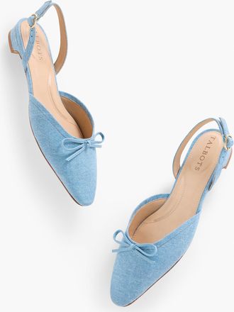 Talbots Shelby Linen Slingback Flats - Light Blue - 10 1/2 M Talbots