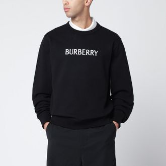 Burberry Felpa slim nera in cotone effetto spugna