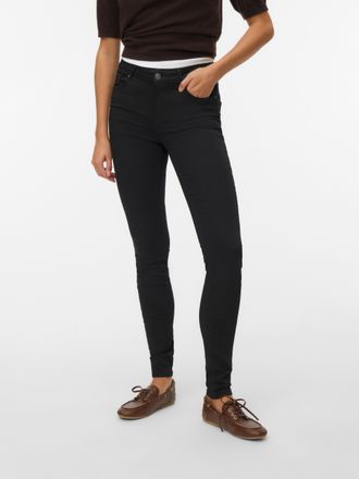 Vero Moda Skinny-fit-Jeans VERO MODA VMLUX NW SUPER S JEANS, Damen, Gr. XL (42), L&auml;nge 30, schwarz, Denim/Jeans, Obermaterial: 90% Modal, 7% Polyester, 3% Elast