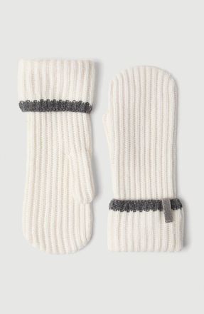 Brunello Cucinelli Cashmere English rib knit mittens with monili in Panama at Nordstrom, Size Medium