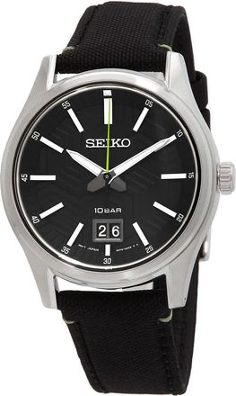 Seiko Big Date Quartz Black Dial Mens Watch SUR517P1