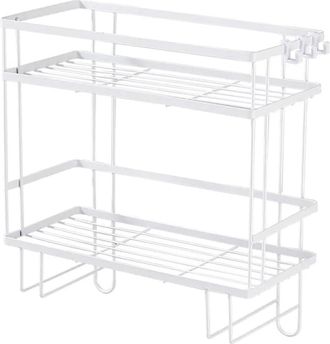 Infinite Estanter&iacute;a De Hierro Para Inodoro Con Doble Estante Y Ganchos, Blanca, Grande, No Requiere Taladrar, Impermeable Y Robusta - Almacenamiento Para El Ba