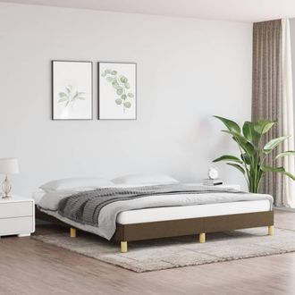 vidaXL Cama Sin Colch&oacute;n De Tela Marr&oacute;n Oscuro 180x200 Cm Vidaxl