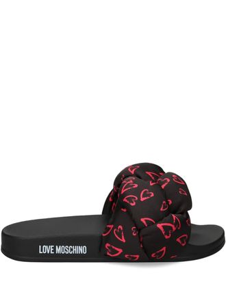 Love Moschino heart-print slides - Black