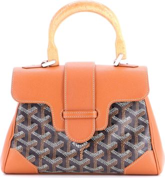 Goyard Saigon Top Handle Bag Coated Canvas with Leather Mini