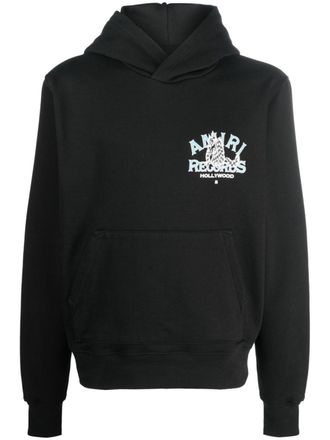 Amiri logo-print cotton hoodie - men - Cotton - XXXL - Black