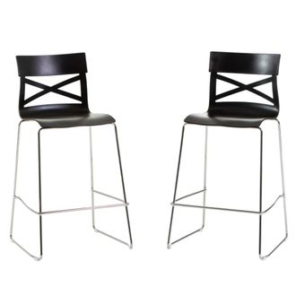 Siediti Fuori e Dentro Pareja de taburetes de cocina de resina con fibra de vidrio antracita