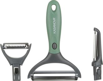 KASANOVA Pelaverdure 3 in 1 con testine intercambiabili verde