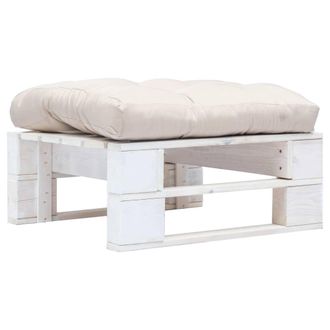 vidaXL Otomana De Palets De Jard&iacute;n Con Coj&iacute;n Color Arena Madera Blanca Vidaxl