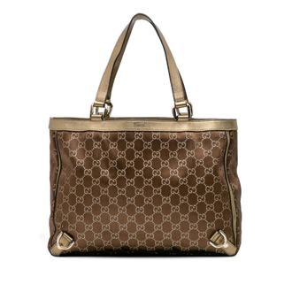 Gucci Pre-owned Womens Gg Monogram Tote Bag - Tan Textile - One Size