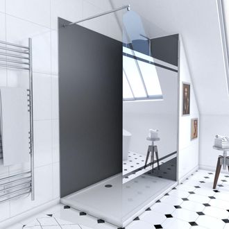 Aurlane Pack Ducha 90x120 - Paneles Gris/cromato + Plato + Mampara Espejo