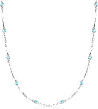 Ross-Simons Bezel-Set Swiss Blue Topaz Station Necklace in Sterling Silver