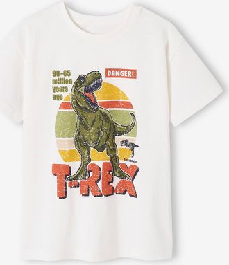 Vertbaudet Jungen T-Shirt mit Dino wollwei&szlig;