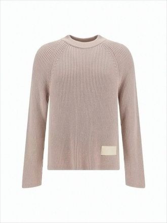 Ami Ribbed Knit Sweater With Crew Neckline