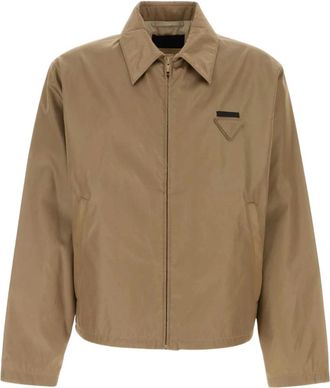 Prada Re-Nylon Short Zip Jacket - Heren - Zomerjassen - Beige - S - Nylon - Jassen