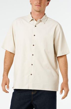 Rip Curl Premium Surf Oversize Short Sleeve Cotton Corduroy Button-Up Shirt in Bone at Nordstrom, Size Xx-Large