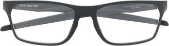 Oakley logo-plaque rectangle-frame glasses - men - Acetate - 57 - Black