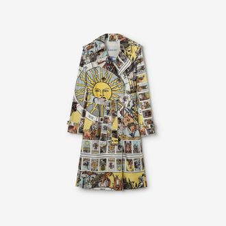Burberry Long Tarot Print Silk Foxfield Trench Coat