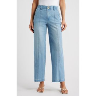 Wit & Wisdom Emma Skyrise Seamed Wide Leg Jeans in Powder Blue Artisanal at Nordstrom, Size 16P