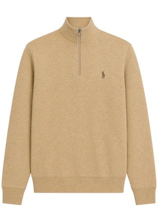 Polo Ralph Lauren Half-zip Logo-embroidered Jersey Sweatshirt - Tan - XL