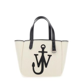 J.W.Anderson J.W. Anderson White Shopper With Jw Logo On The Front In Canvas And Leather