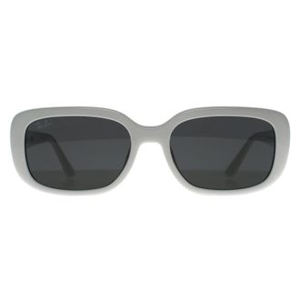 Ray-Ban Rectangle Womens Polished White Dark Grey RB4421D Bio Based - Black - One Size