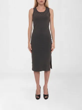 Emporio Armani Abito midi in jersey di cotone stretch con strass