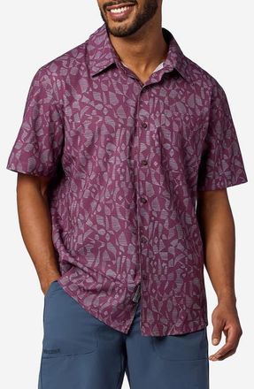 Marmot AirExchange SolarShield UPF Short Sleeve Button-Up Shirt in Sugar Plum Fiesta Stripe at Nordstrom, Size Xx-Large