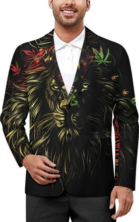 Generic Rasta-Lion Mens Suit Jacket Slim Fit Jackets Party Wedding Work Coats