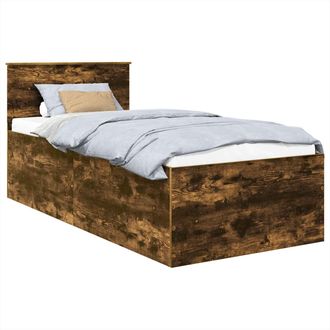vidaXL Estructura De Cama Con Cabecera Roble Ahumado 120 X 200 Cm Vidaxl