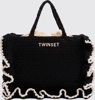 Twinset Borsa in cotone crochet con rouches