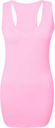 Generic Ladies Plain Long Bodycon Racer Back Muscle Vest Womens Sleeveless Maxi Gym Top (UK, Numeric, 20, Regular, Regular, Light Pink)