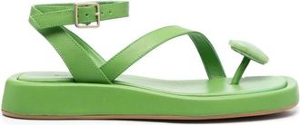 Gia Borghini Rosie Platte Teenslippers - Dames - Sandalen - Groen - 37 EU - Leer - Schoenen
