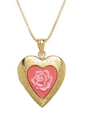 The M Jewelers NY The Pink Rose Photo Locket Necklace in Gold at Nordstrom