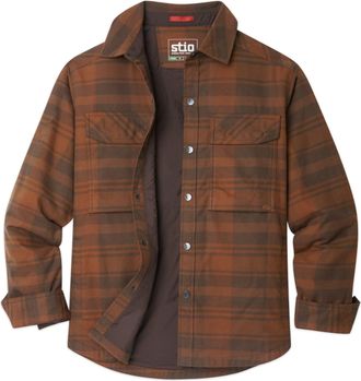 Stio | Mens Buckhorn Insulated Snap Shirt, Size Extra Large in Peppercorn Plaid