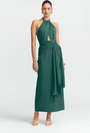 ST MRLO Nessie Midi Dress in Forest Green at Nordstrom, Size 14