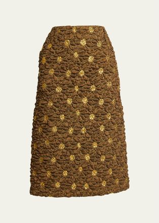 Dries Van Noten Floral Jacquard Linen-Blend Midi Skirt