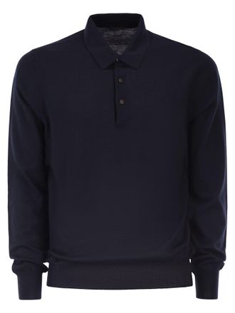 Kiton wollen poloshirt met lange mouwen