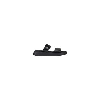 Calvin Klein Jeans Sliders, female, Black, 7 UK, Black Leather Strappy Sandals