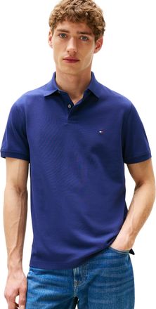 Tommy Hilfiger Mens Short Sleeve Regular Fit Polo Shirt with Button Placket, Blue (Preppy Navy), M