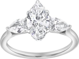 LuvMyJewelry Fallon 2CT Marquise & Pear Three Stone Lab Diamond Ring 14K Gold in 14K White Gold at Nordstrom, Size 7