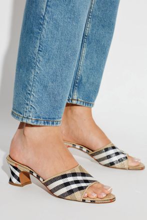 Burberry Heeled Mules, Womens, Beige