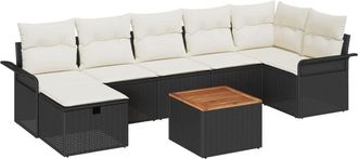 vidaXL Garden Sofa Set 8 pcs Black Poly Rattan Vidaxl