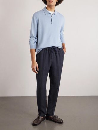 Altea Mattia Straight-Leg Linen Drawstring Trousers