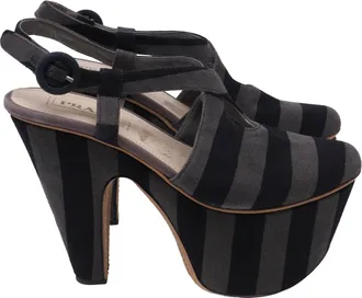 Prada Platform Sandals in Multicolor Canvas