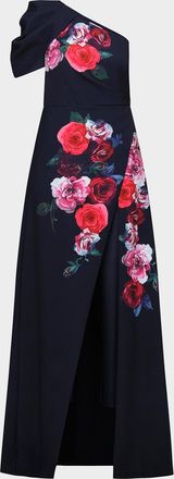 Kay Unger Feyre Floral One-Shoulder Jumpsuit